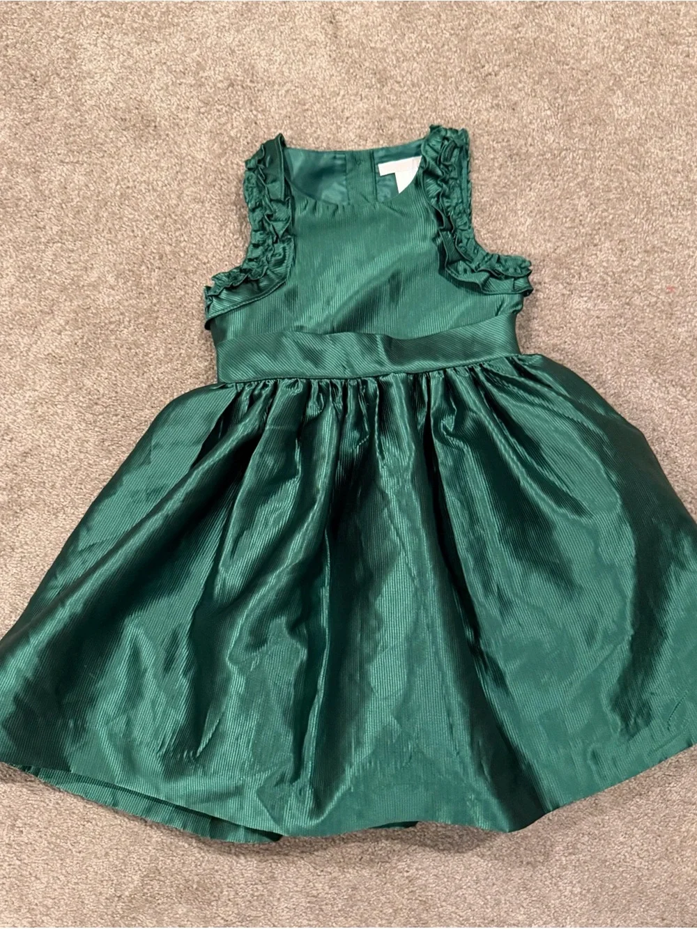 Janie and Jack Girls 3 Emerald Green Holiday Party Dress Bow Christmas